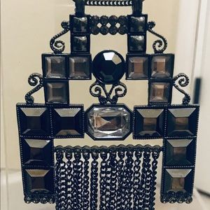 Extra Long Statement Pendant in Black Silver